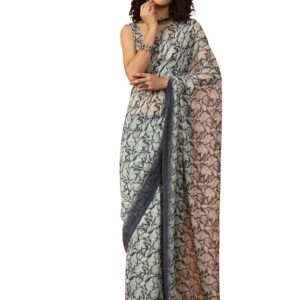 womanista women's plain poly georgette ready to wear saree